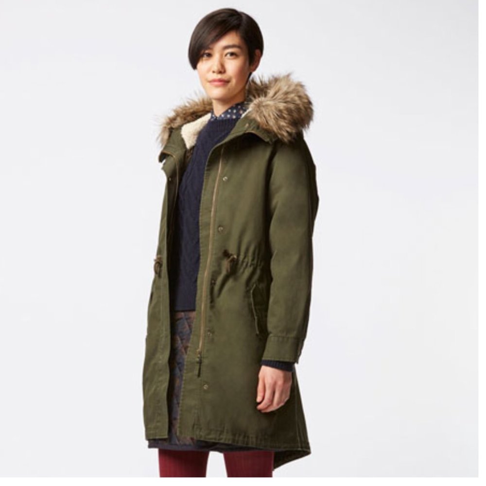 Uniqlo Modern Military-Style Parka - S, Army Green